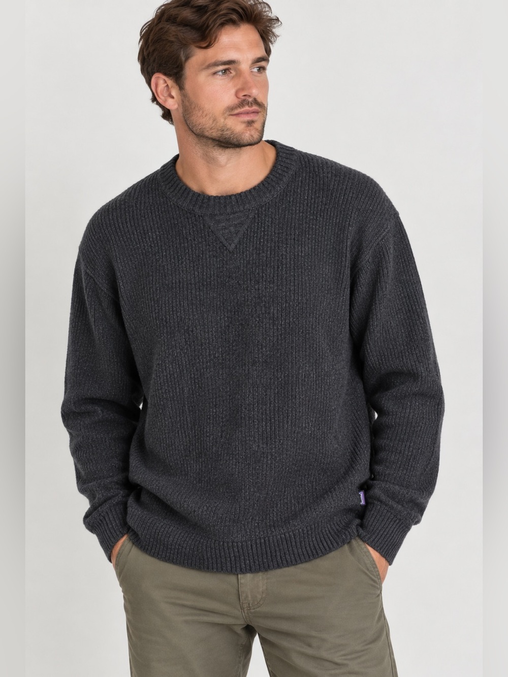 Patagonia Off Country Ribbed Crewneck Sweater XXL Charcoal Gray 26x28